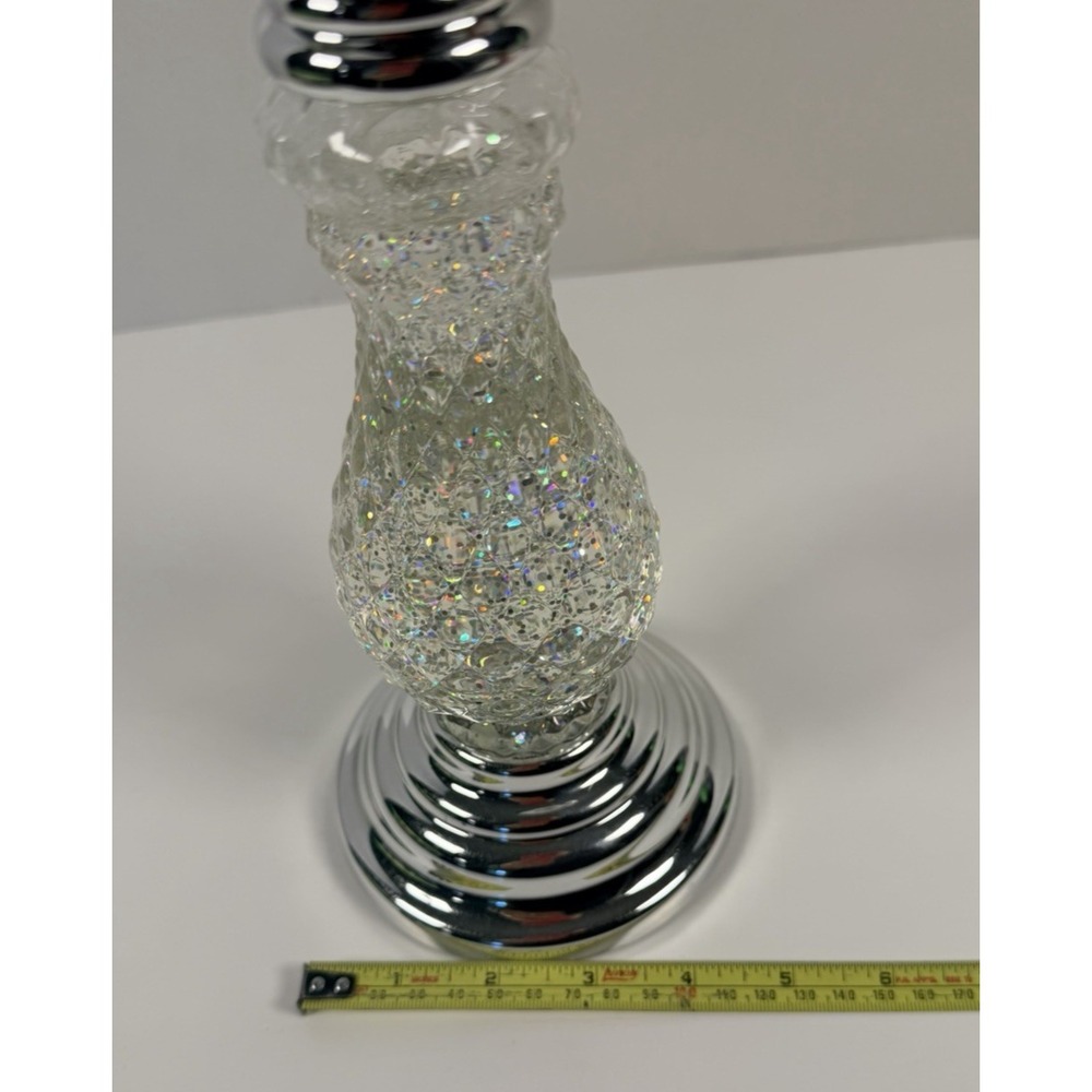 Bath And Body Works Silver Swirling Glitter Candle Pedestal Light Up 10" - Picture 7 of 8